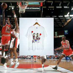 1992 NBA FINALS "Chicago Bulls vs Portland Trailblazers" VINTAGE CARICATURE TEE