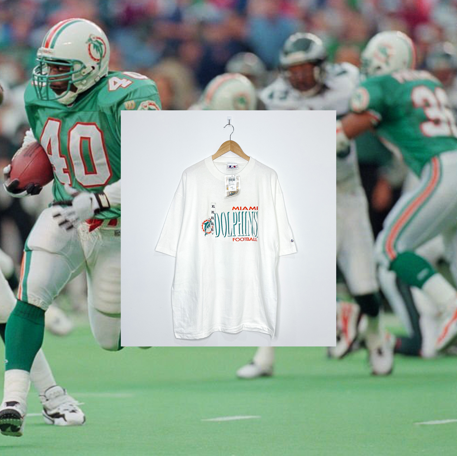 MIAMI DOLPHINS VINTAGE EMBROIDERED TEE (Deadstock)