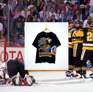 PITTSBURGH PENGUINS "91-92 Back-to-back Stanley Cup Champions" VINTAGE ALL OVER PRINT TEE