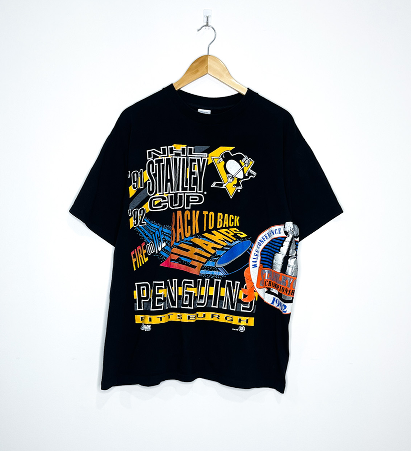 PITTSBURGH PENGUINS "91-92 Back-to-back Stanley Cup Champions" VINTAGE ALL OVER PRINT TEE