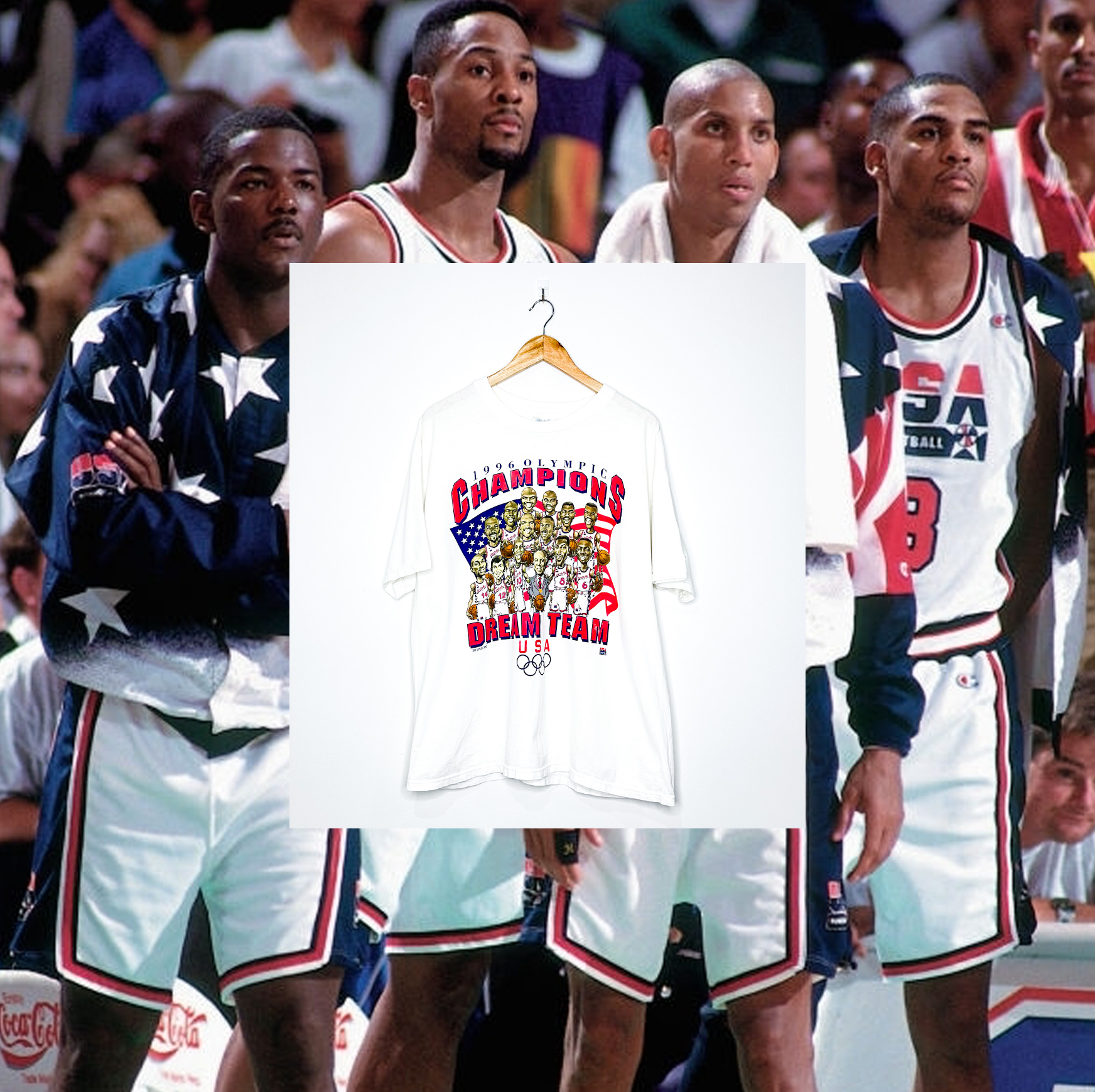 1996 ATLANTA OLYMPICS "Dream Team II" CARICATURE TEE