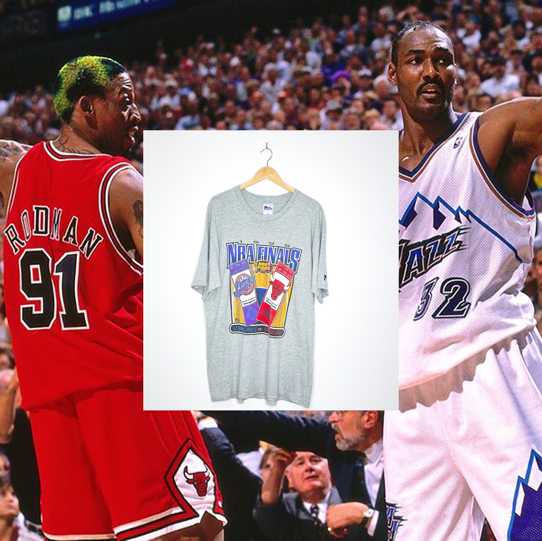 1998 NBA FINALS "Utah Jazz vs Chicago Bulls" VINTAGE TEE