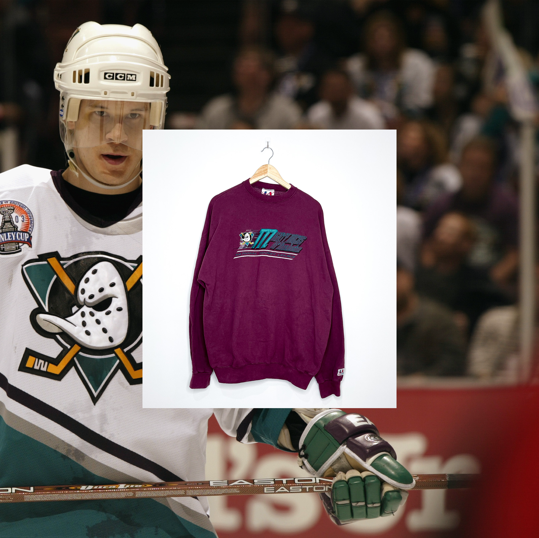 ANAHEIM MIGHTY DUCKS EMBROIDERED VINTAGE CREWNECK