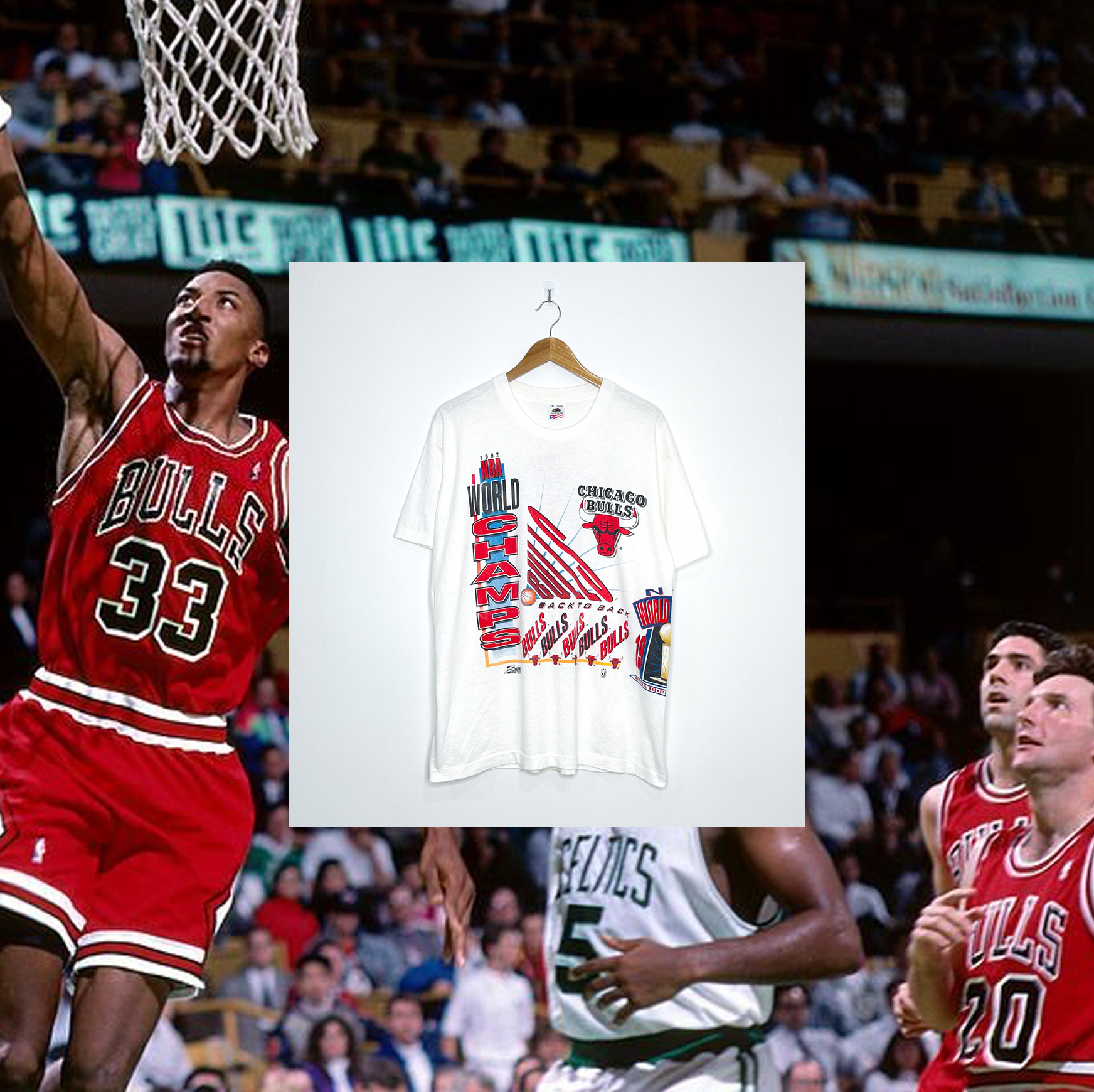 CHICAGO BULLS "1992 World Champions" VINTAGE ALL OVER PRINT TEE