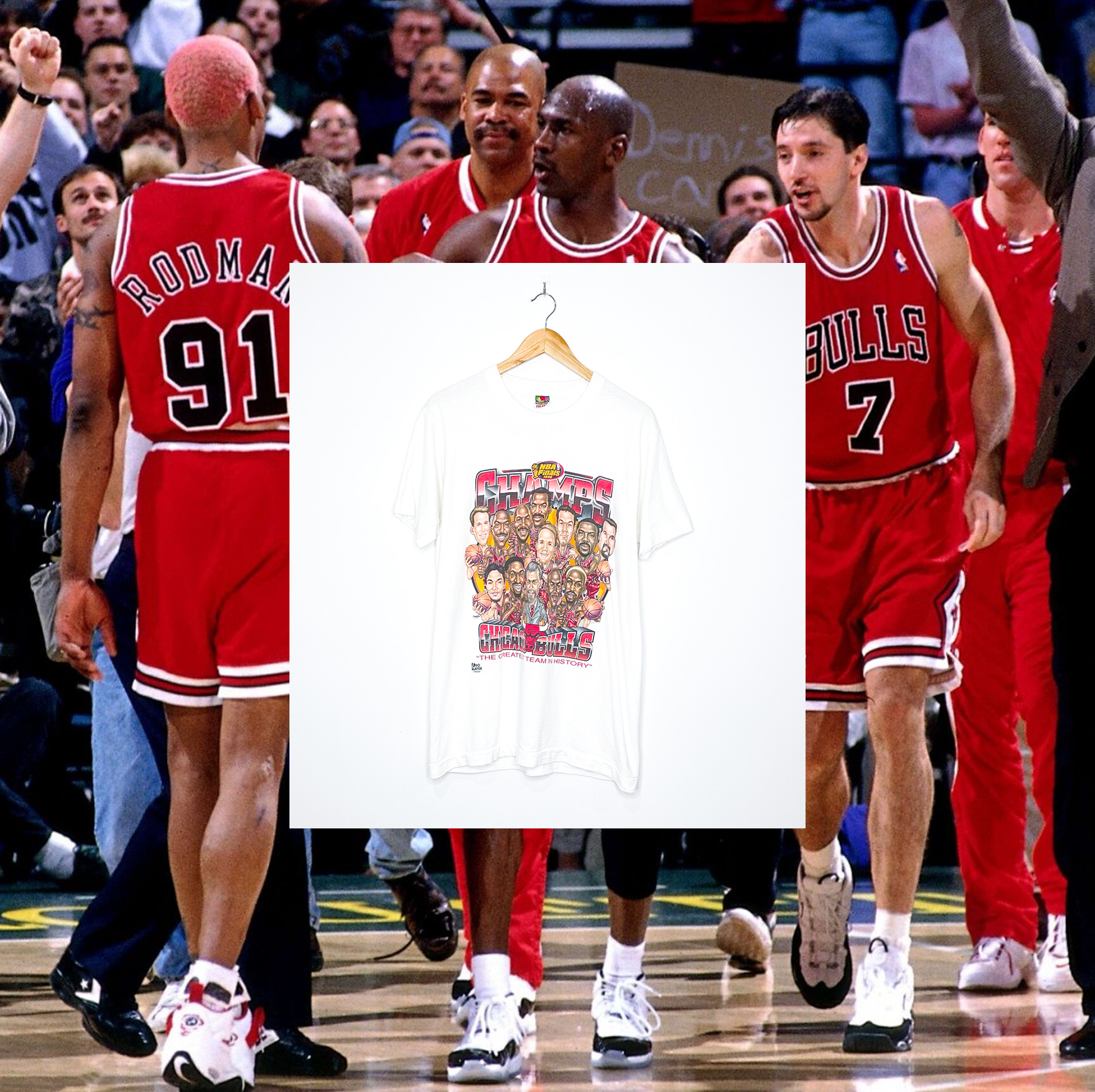 CHICAGO BULLS "The Greatest Team In History" CARICATURE TEE