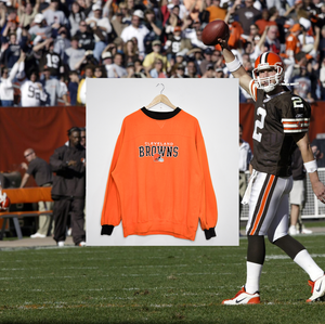 CLEVELAND BROWNS EMBROIDERED SPELLOUT CREWNECK