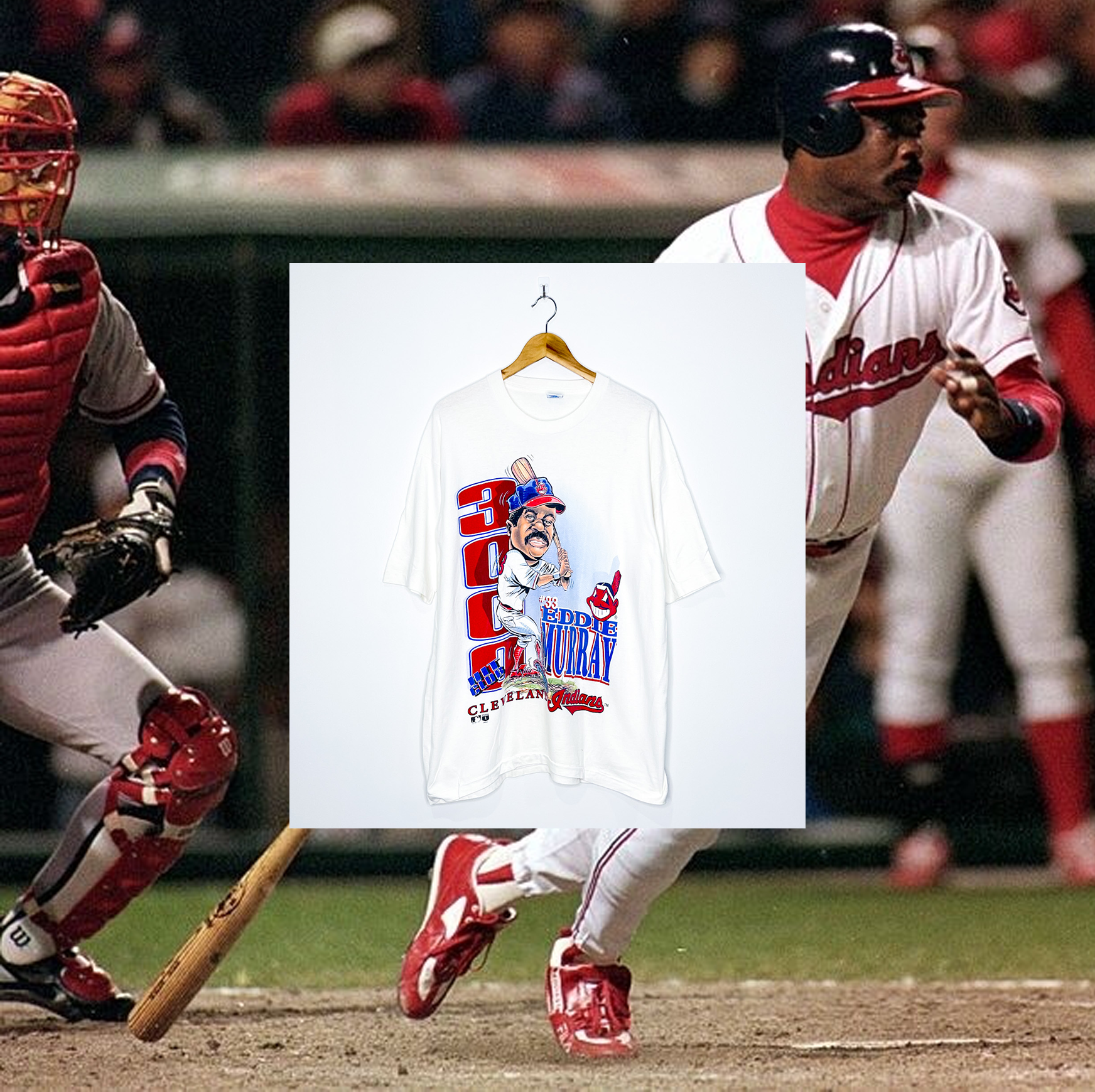 CLEVELAND INDIANS "Eddie Murray 3000 Hit Club" CARICATURE TEE