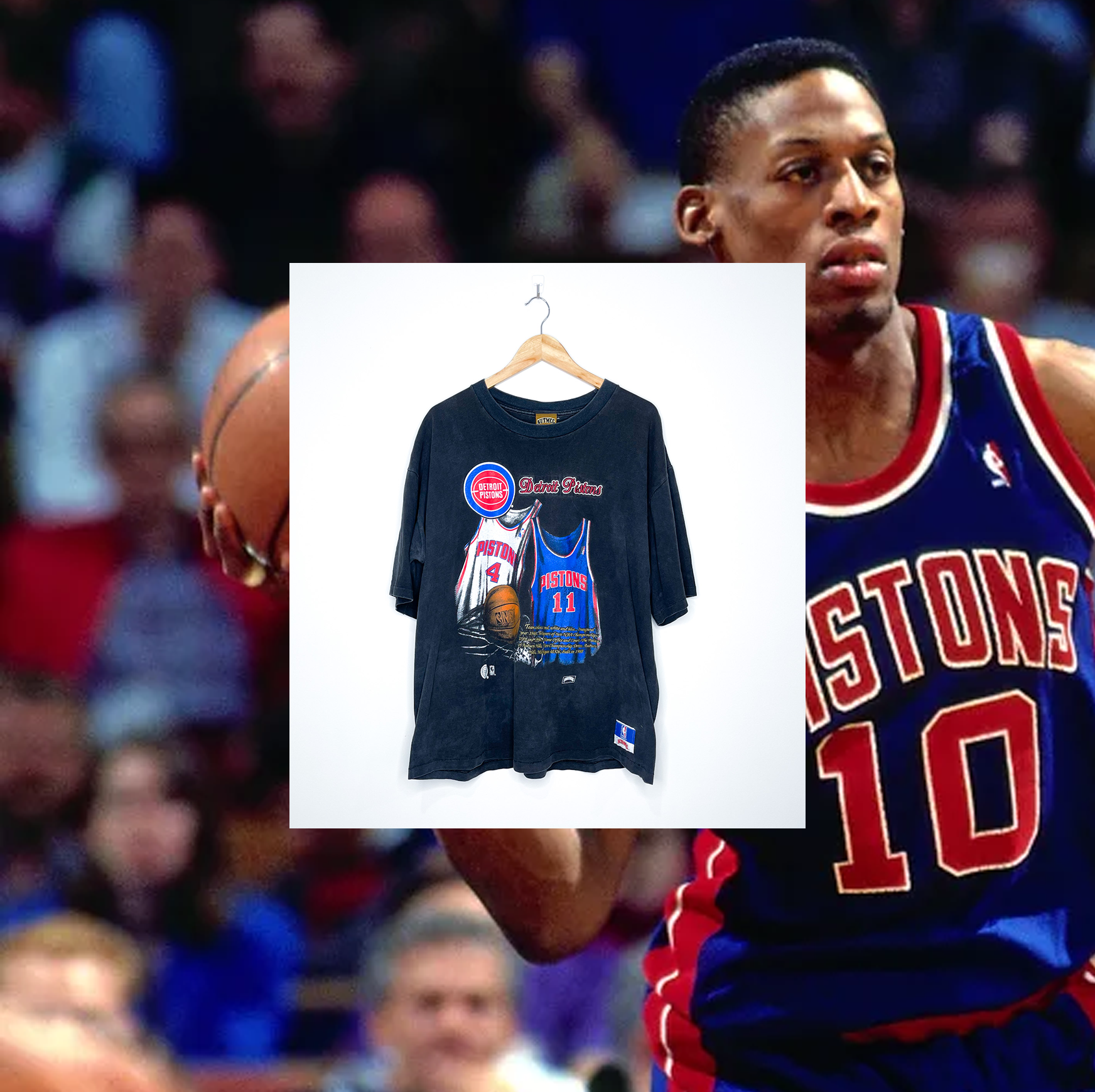 DETROIT PISTONS EMBROIDRED VINTAGE TEE