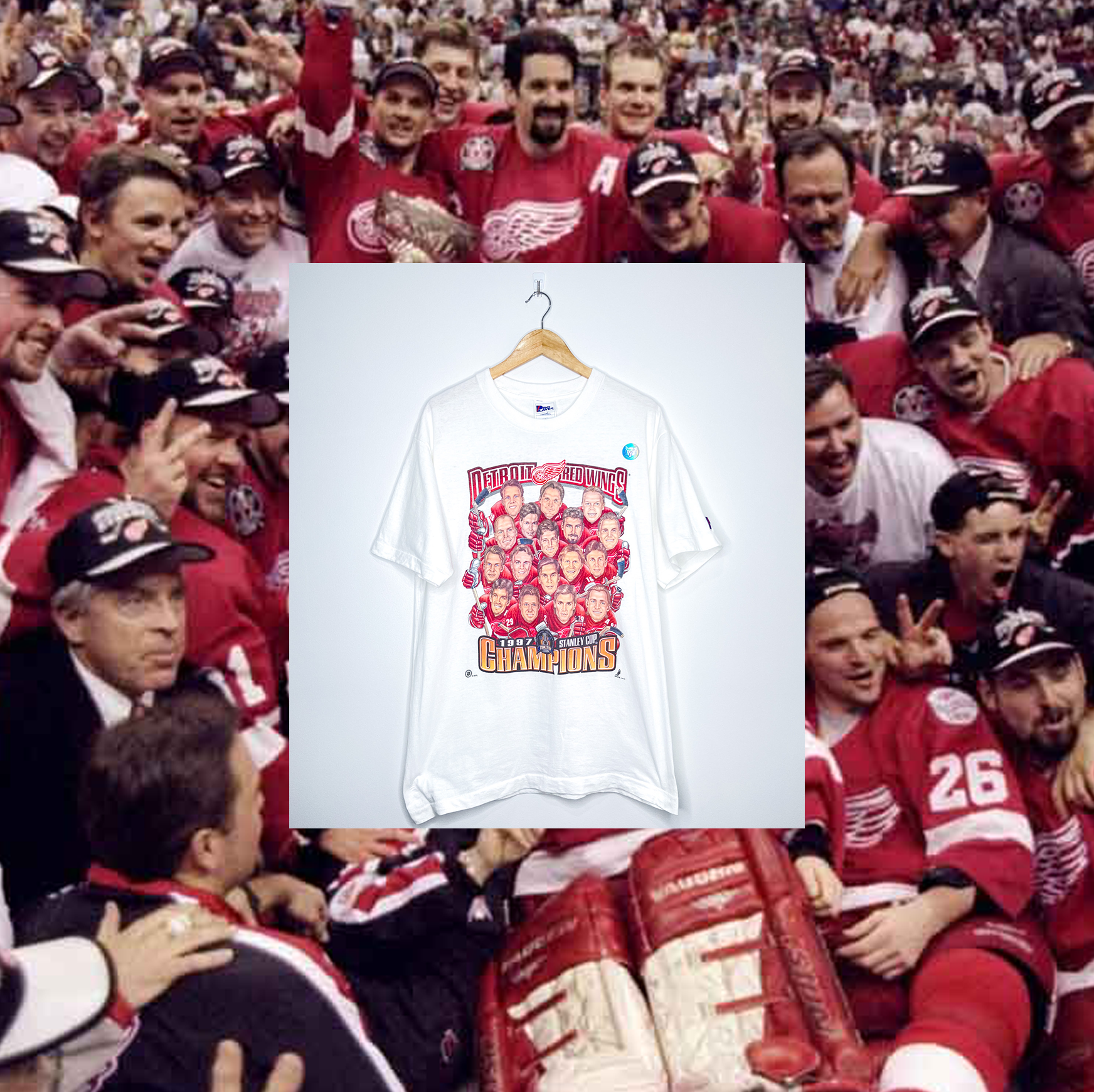 DETROIT RED WINGS "1997 Stanley Cup Champions" CARICATURE TEE (Deadstock)