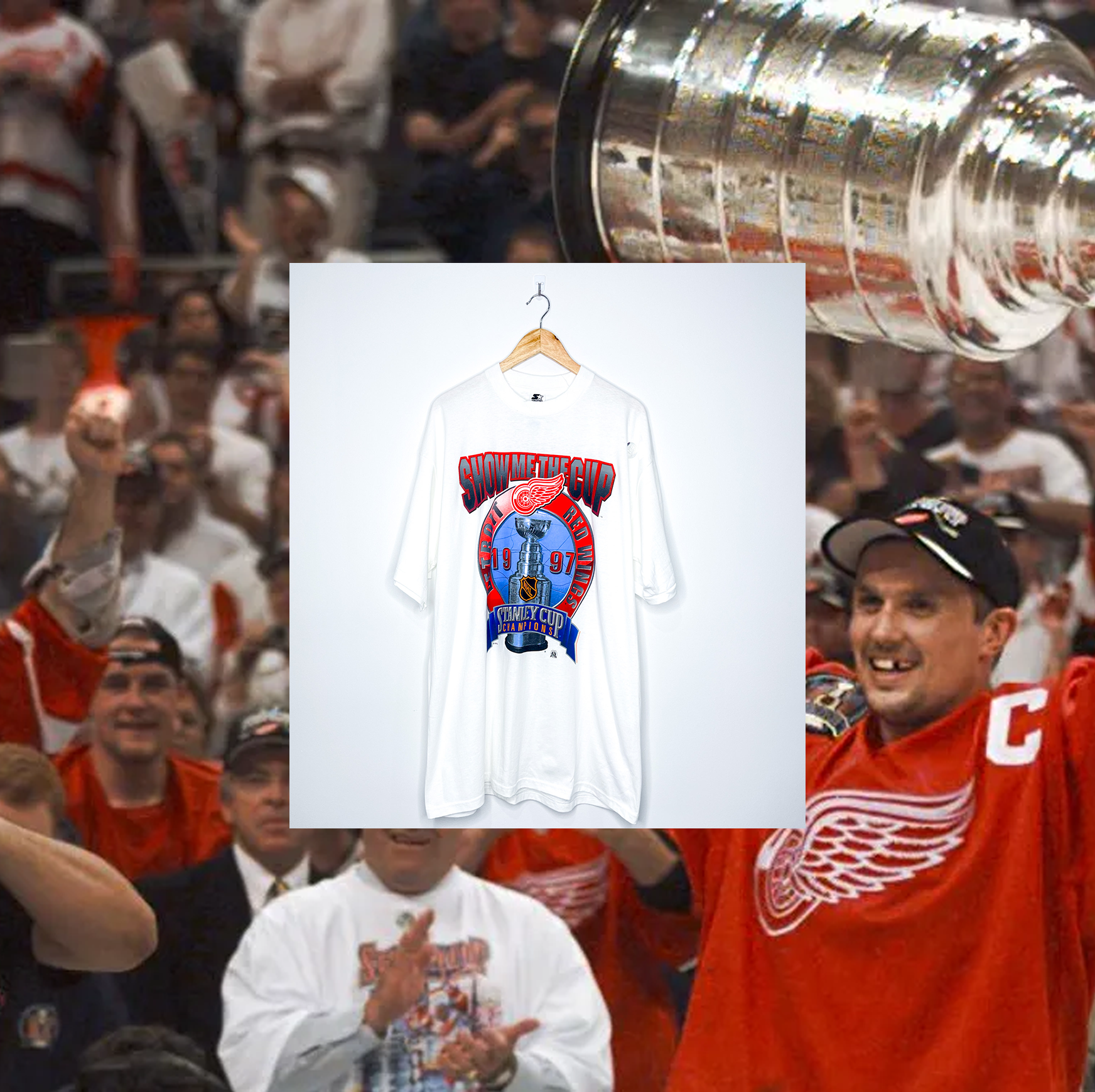 DETROIT RED WINGS "Show Me the Cup" TROPHY TEE (Deadstock)