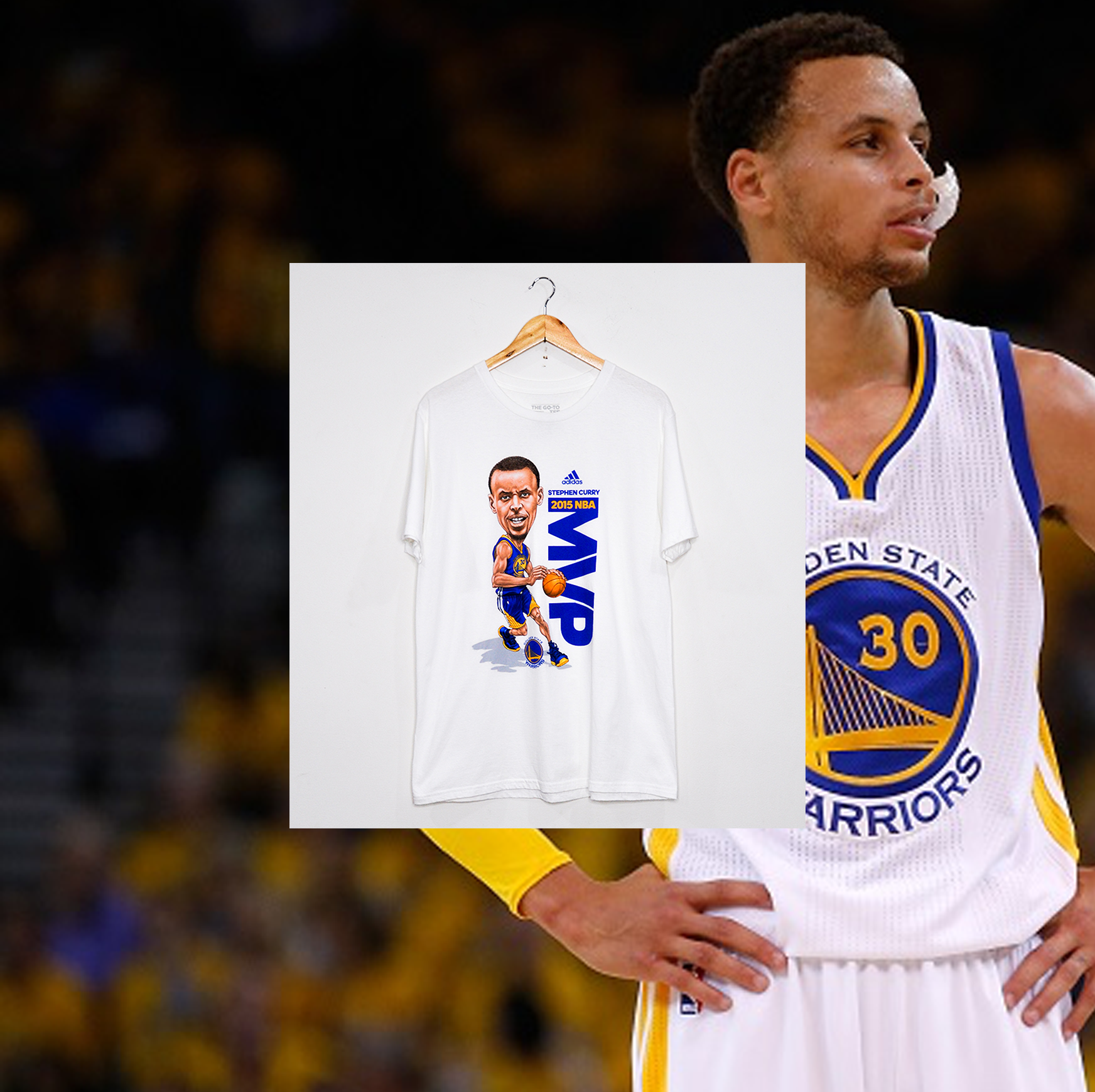 GOLDEN STATE WARRIORS "Steph Curry 2015 MVP" CARICATURE TEE