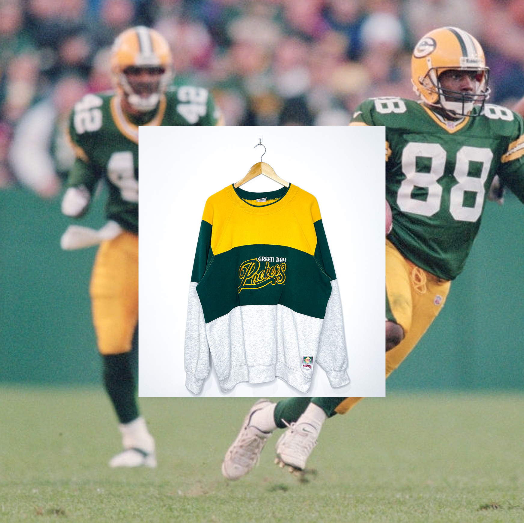 GREEN BAY PACKERS EMBROIDERED VINTAGE CREWNECK