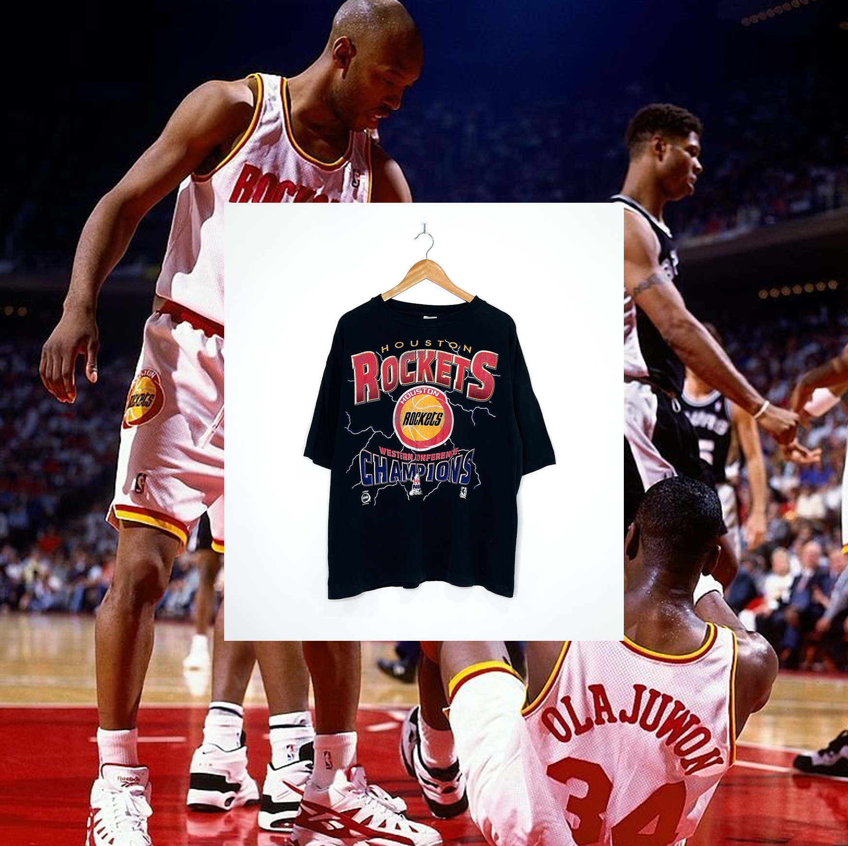 HOUSTON ROCKETS '1994 Western Conference Champions" VINTAGE LIGHTNING TEE