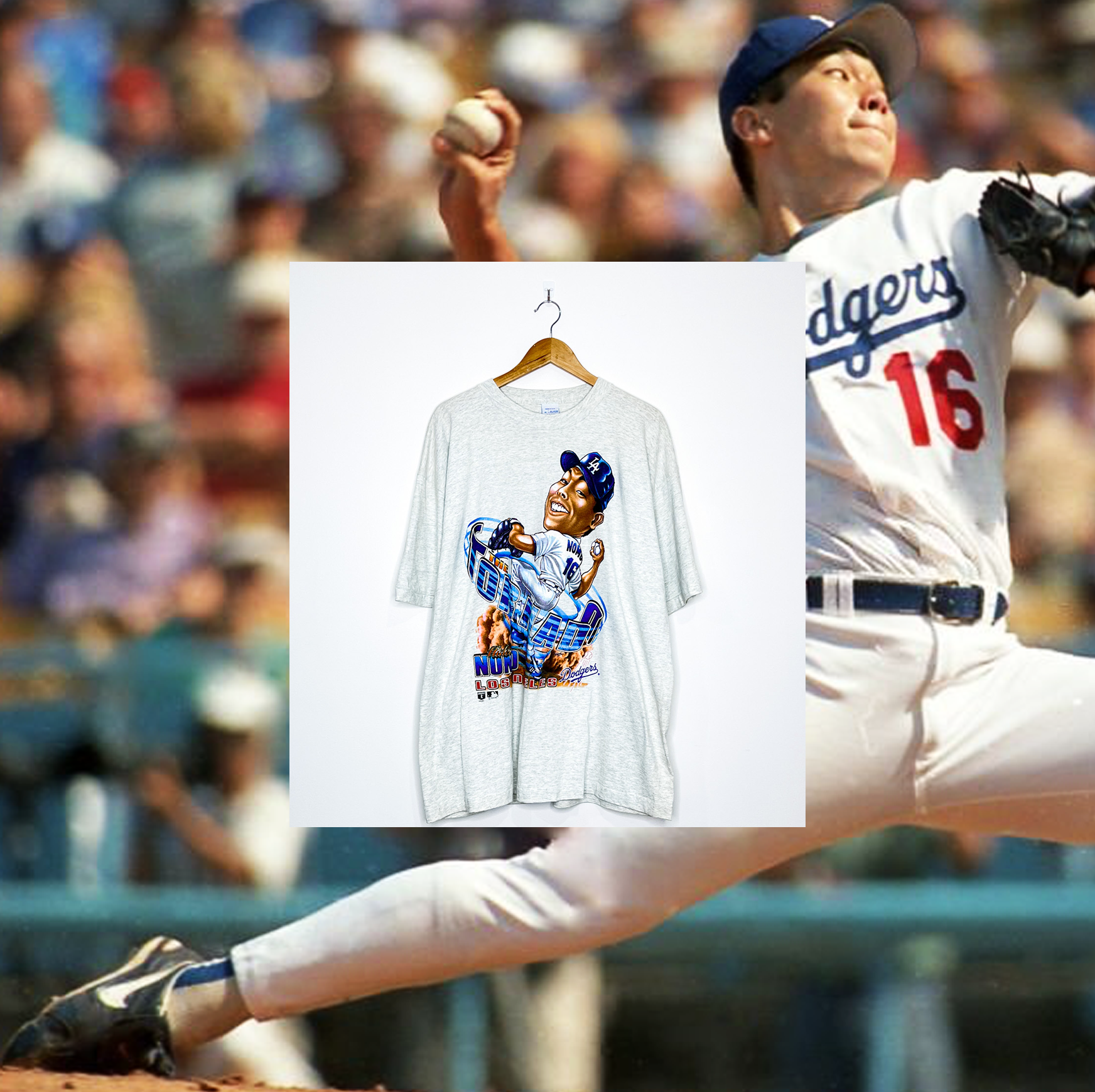 LOS ANGELES DODGERS "Nomo" CARICATURE TEE