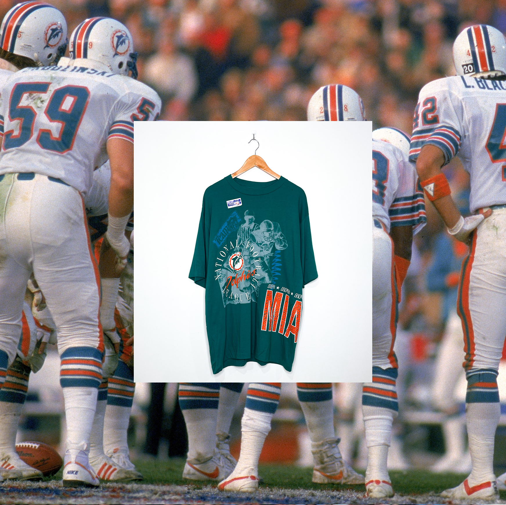 MIAMI DOLPHINS VINTAGE ALL OVER PRINT TEE (Deadstock)