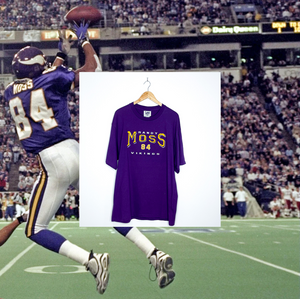 MINNESOTA VIKINGS "Randy Moss 84" VINTAGE EMBROIDERED TEE (Deadstock)