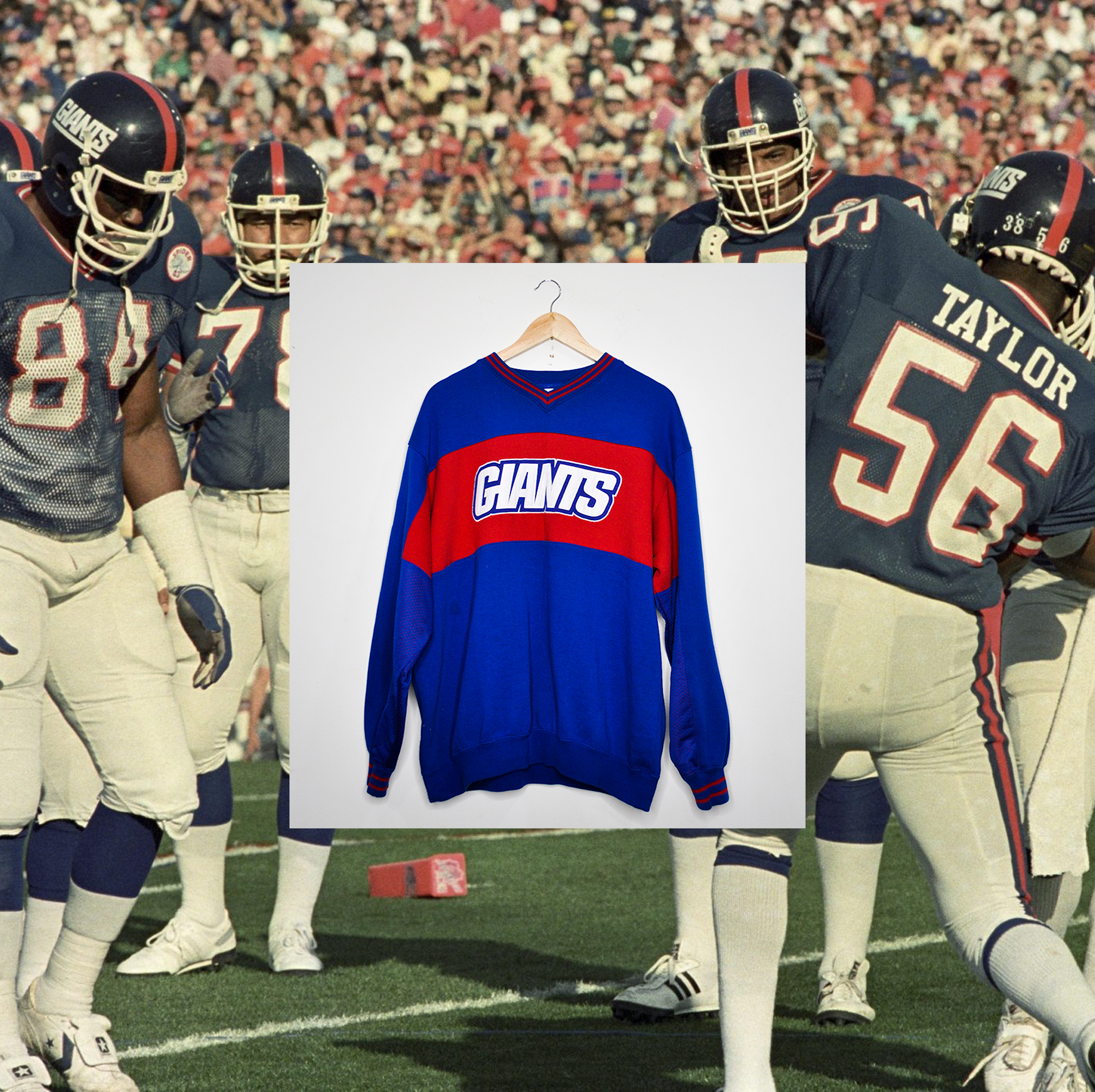 NEW YORK GIANTS EMBROIDERED SPELLOUT CREWNECK