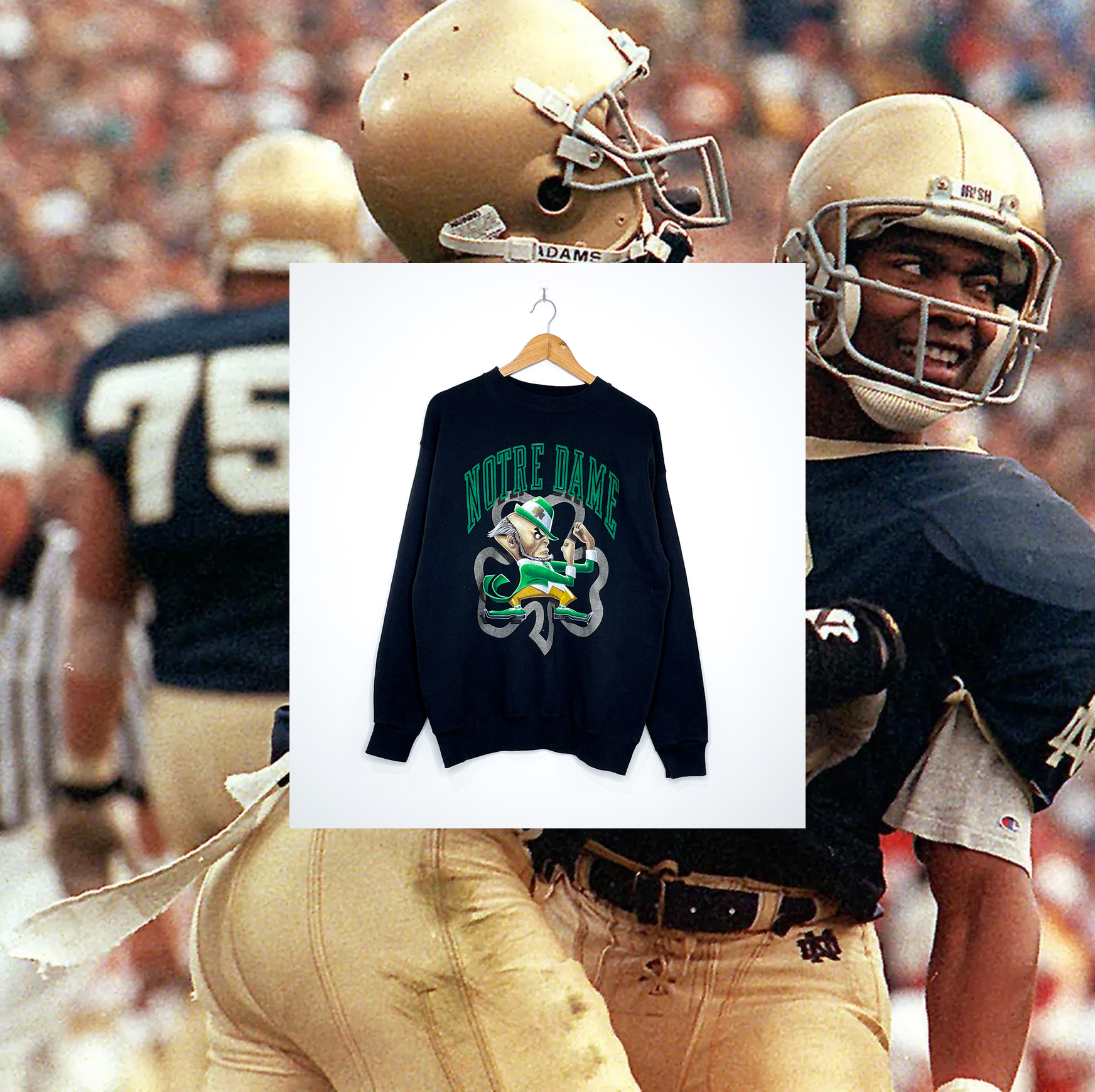 NOTRE DAME FIGHTING IRISH VINTAGE LOGO CREWNECK