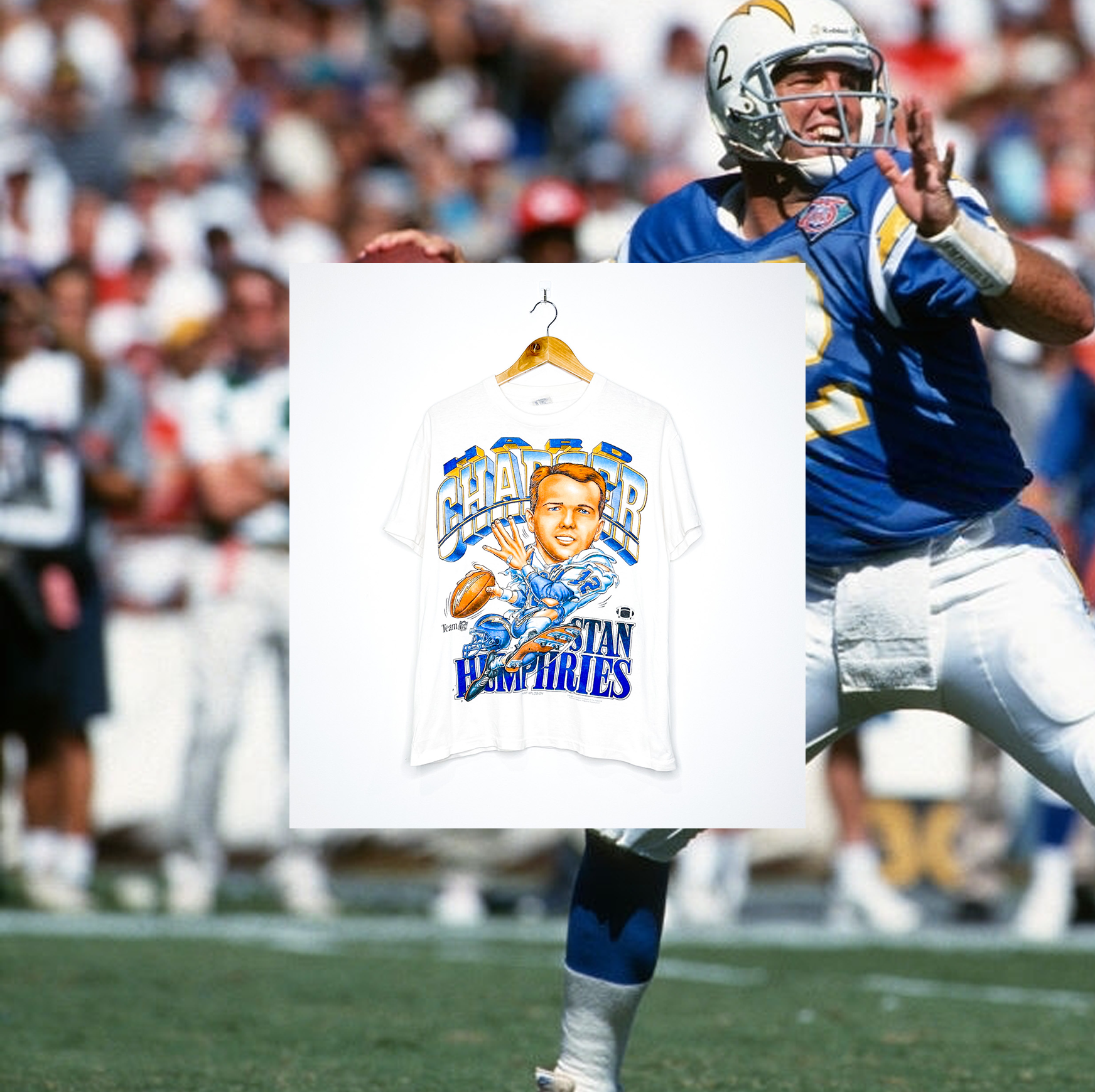 SAN DIEGO CHARGERS "Hard Charger Stan Humphries" CARICATURE TEE