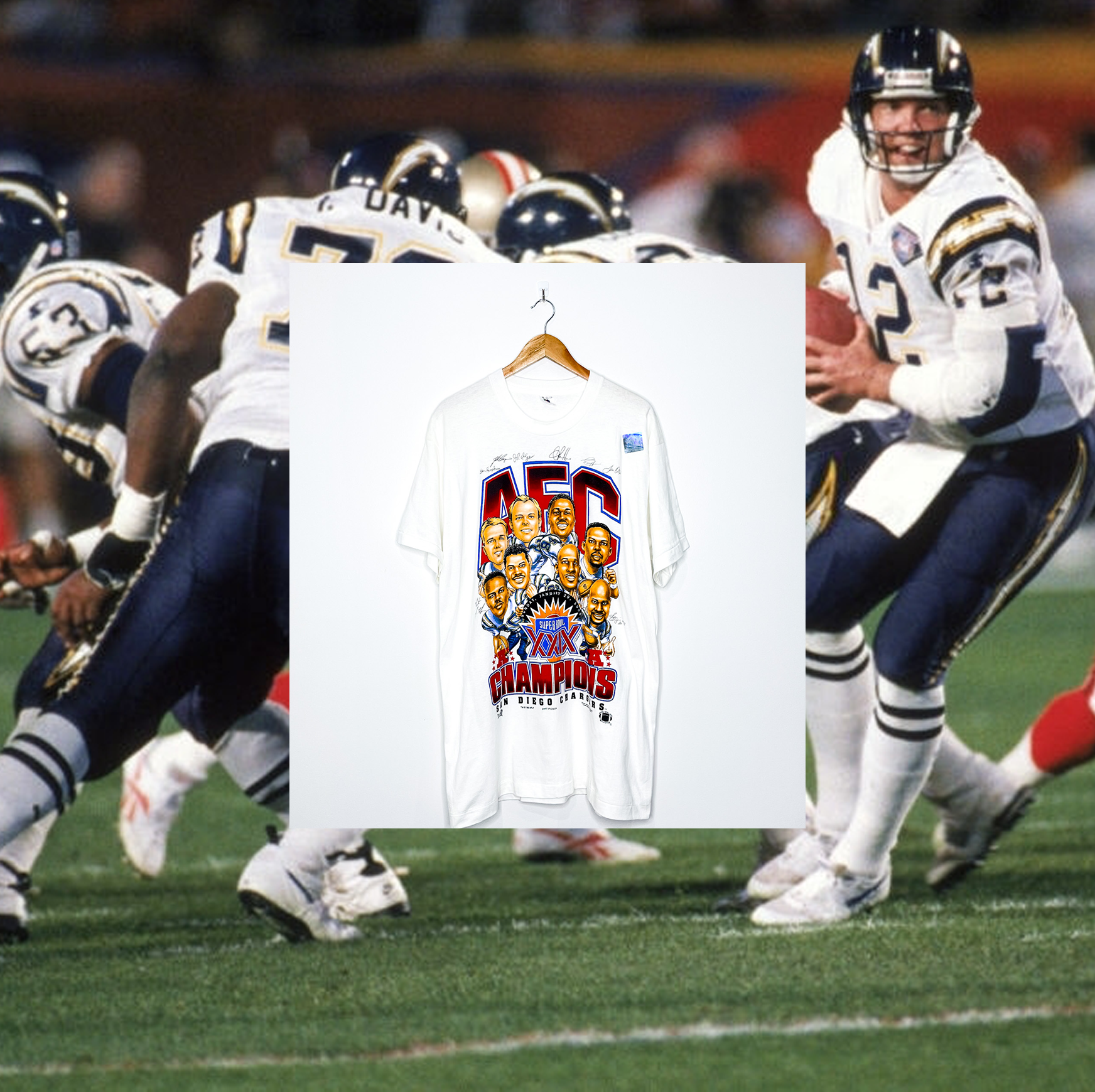 SAN DIEGO CHARGERS "Super Bowl XXIX AFC Champions" CARICATURE TEE (Deadstock)