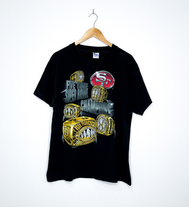 SAN FRANCISCO 49ERS "Five Time Super Bowl Champions" VINTAGE RINGS TEE