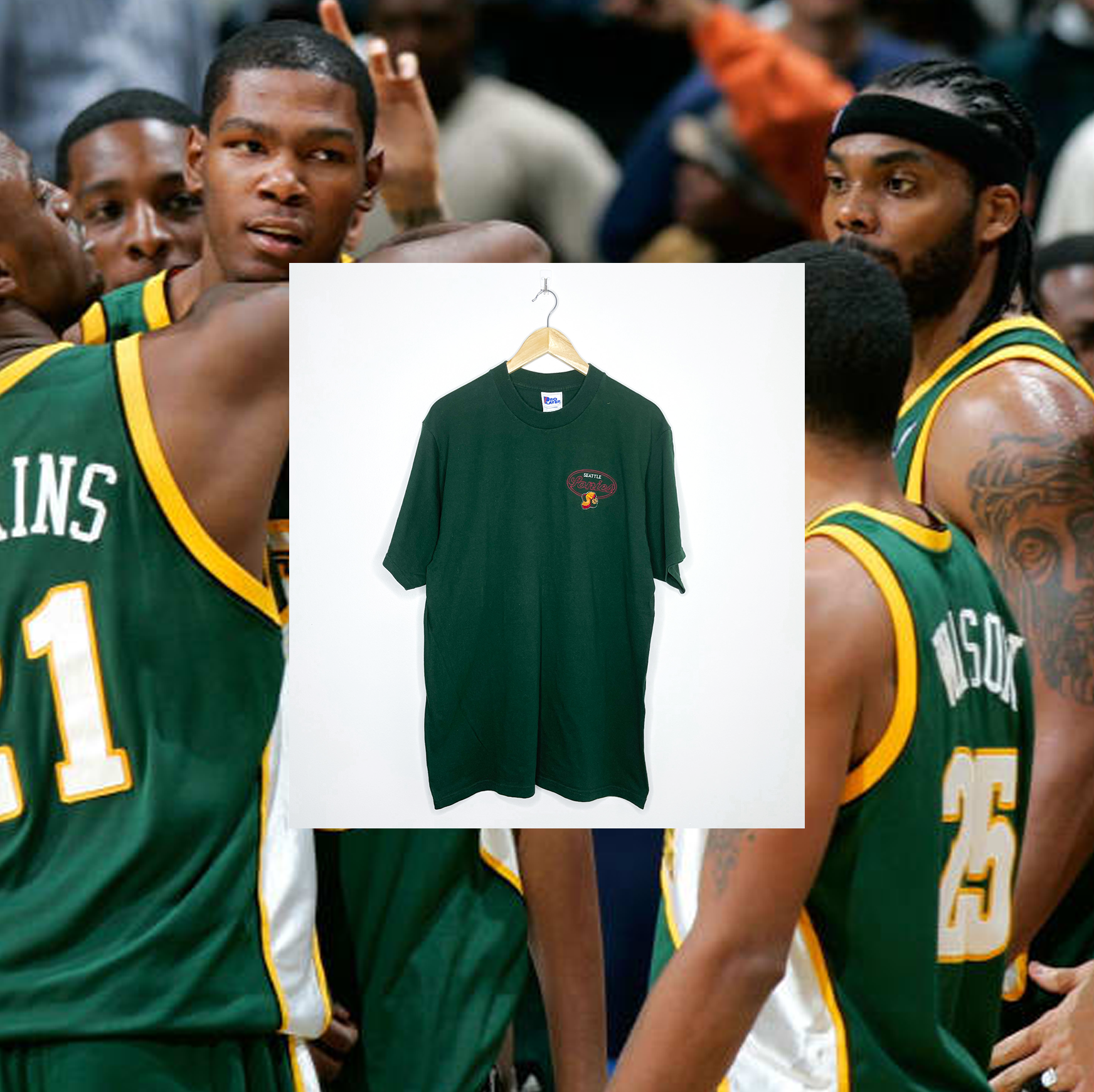 SEATTLE SONICS EMBROIDERED LOGO TEE