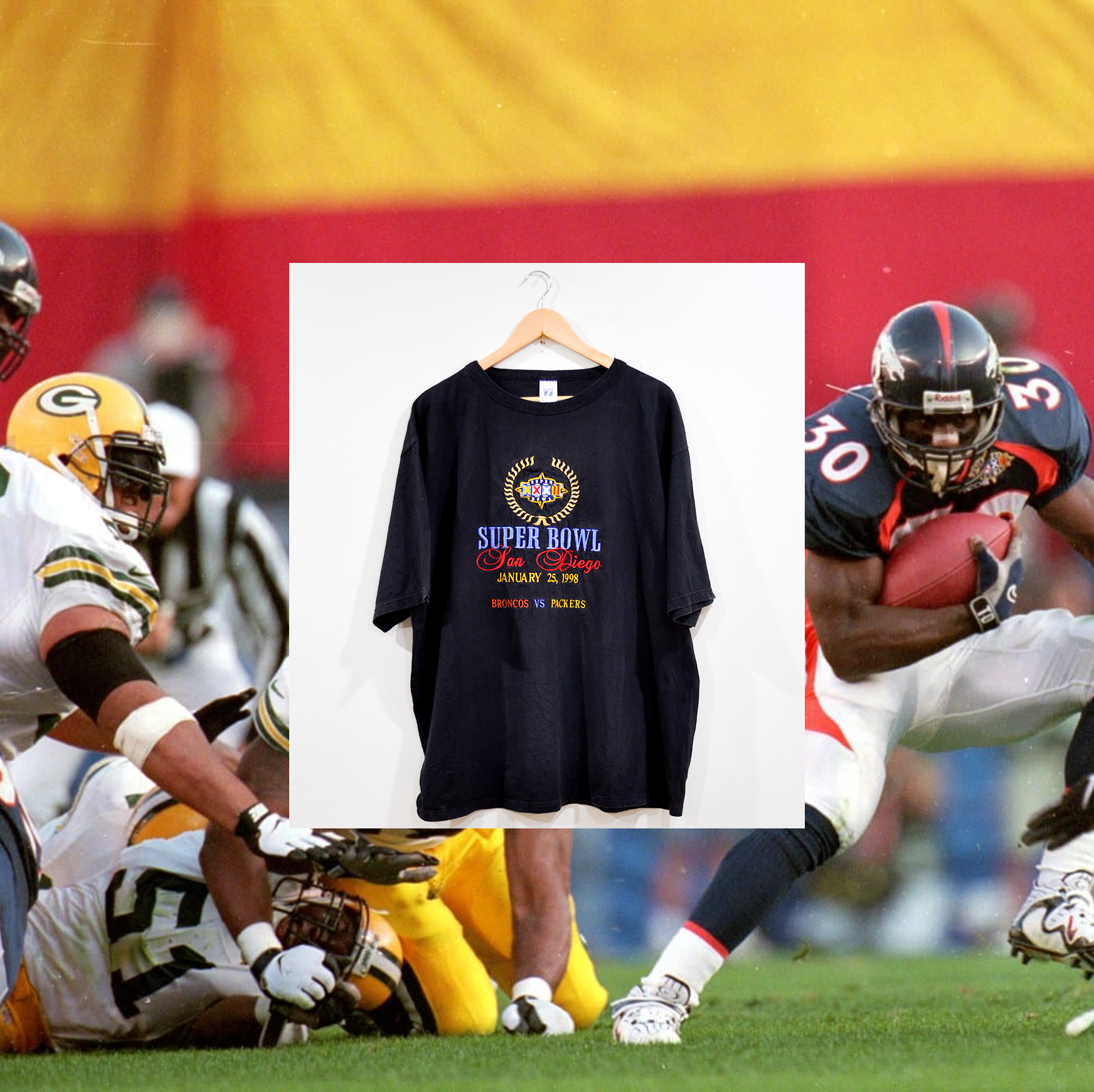 SUPER BOWL XXXII “Broncos vs Packers” EMBROIDERED TEE